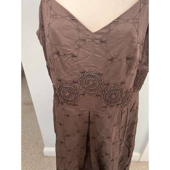 VTG Talbots Dress Embroidered Brown SZ 14 Classic Beach Cruise Summer - Picture 4 of 10